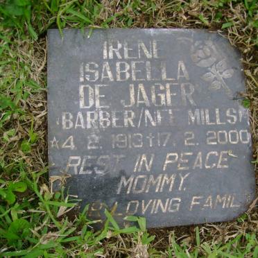 JAGER Johannes Wilhelmus, de -1967 &amp; Irene Isabella formerly BARBER nee MILLS 1913-2000