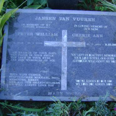 VUUREN Peter William, Jansen van 1946-2000 &amp; Cherie Ann 1950-2009