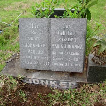 JONKER Johannes Paulus 1882-1963 &amp; Maria Johanna ERASMUS 1892-1971
