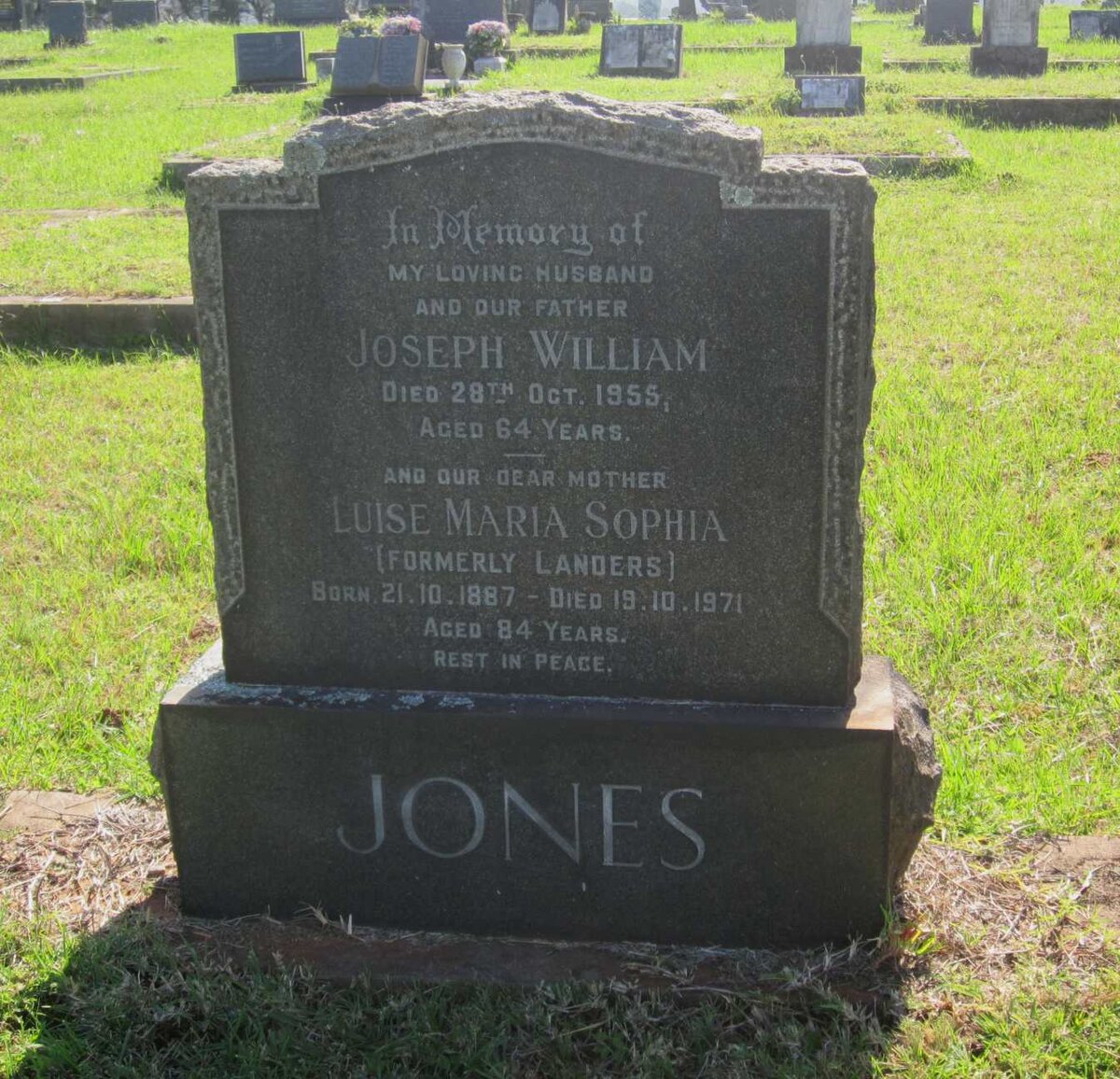 JONES Joseph William -1955 &amp; Luise Maria Sophia formerly LANDERS 1887-1971
