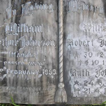 JOHNSON William Arthur -1959 :: JOHNSON William Robert 1929-1979 :: JOHNSON Ruth 1898-1993