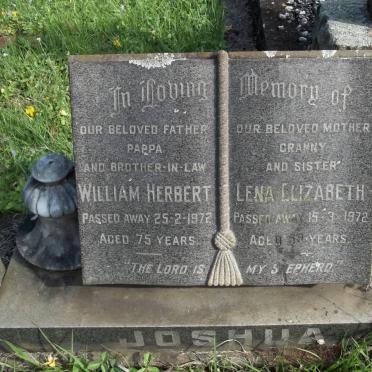 JOSHUA William Herbert -1972 &amp; Lena Elizabeth -1972