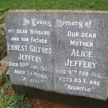 JEFFERY Ernest Gilford -1955 &amp; Alice -1982 :: JEFFERY Raymond Peter 1926-2007