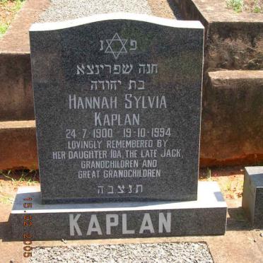 KAPLAN Hannah Sylvia 1900-1994