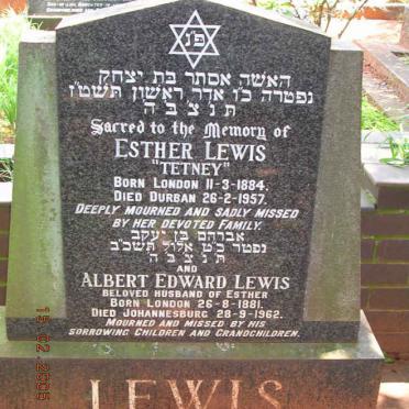 LEWIS Albert Edward 1881-1962 &amp; Esther 1884-1957