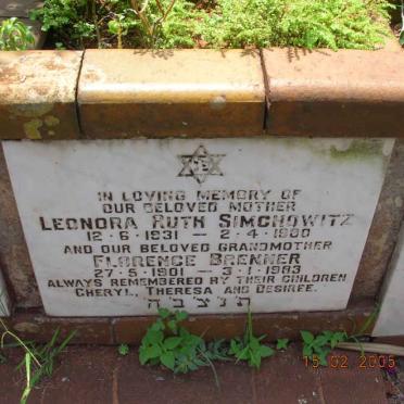 BRENNER Florence 1901-1983 :: SIMCHOWITZ Leonora Ruth 1931-1980