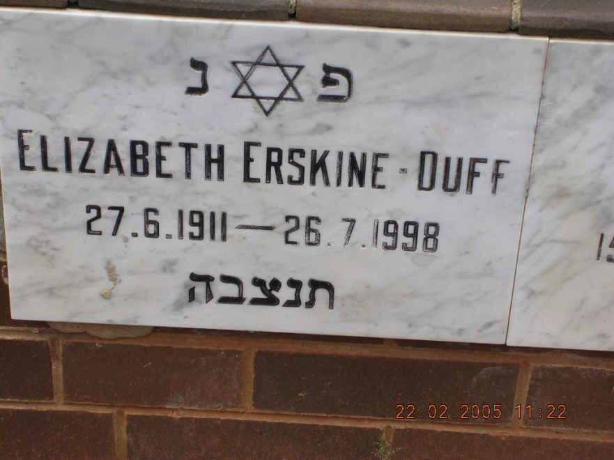 DUFF Elizabeth, ERSKINE 1911-1998