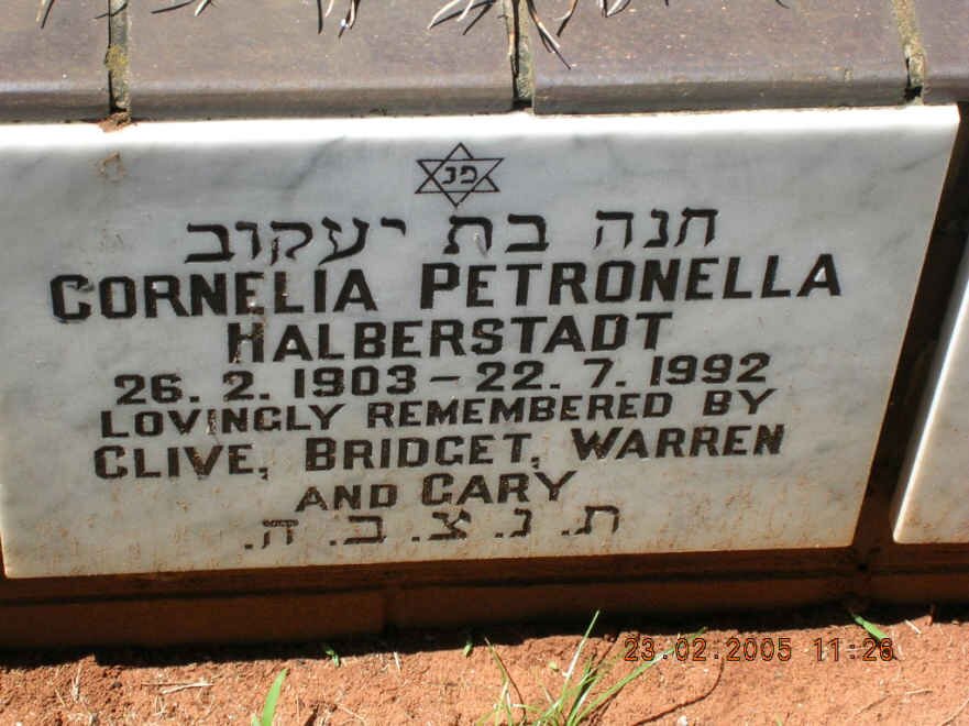HALBERSTADT Cornelia Petronella 1903-1992