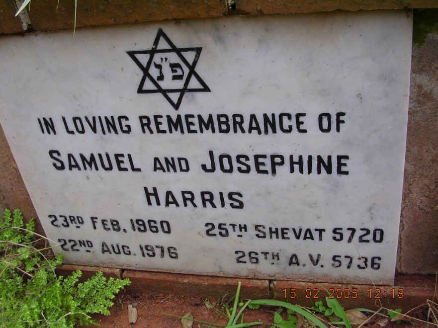 HARRIS Samuel -1960 &amp; Josephine -1976