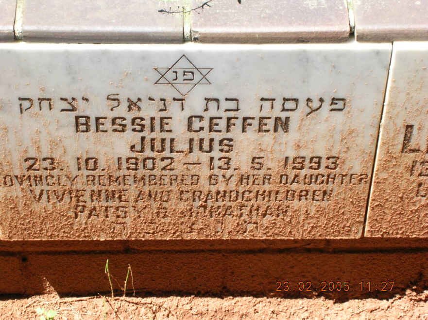JULIUS Bessie Geffen 1902-1993