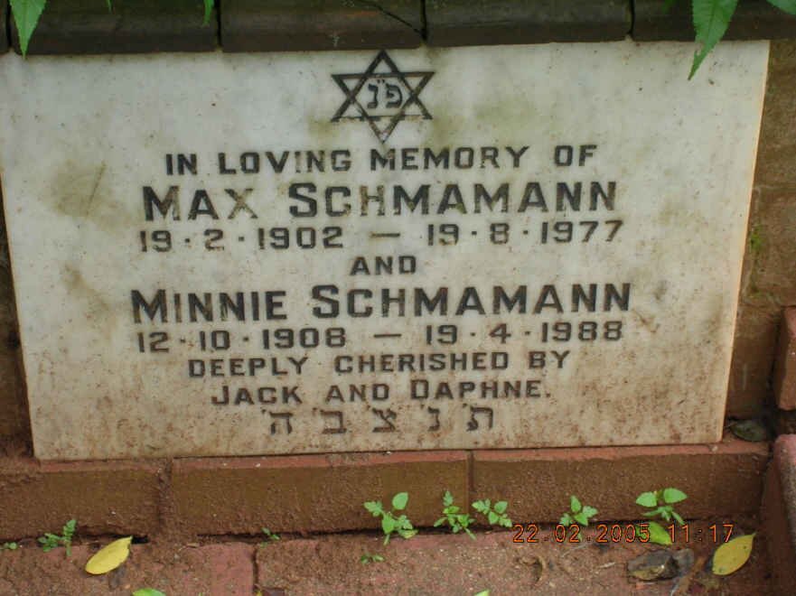 SCHMAMANN Max 1902-1977 &amp; Minnie 1908-1988