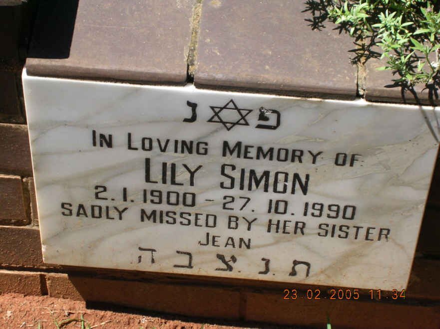 SIMON Lily 1900-1990