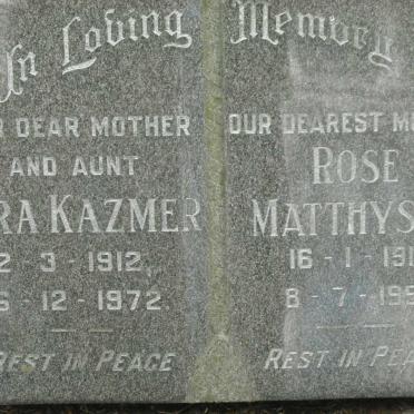KAZMER Vera 1912-1972 :: MATTHYSEN Rose 1911-1991