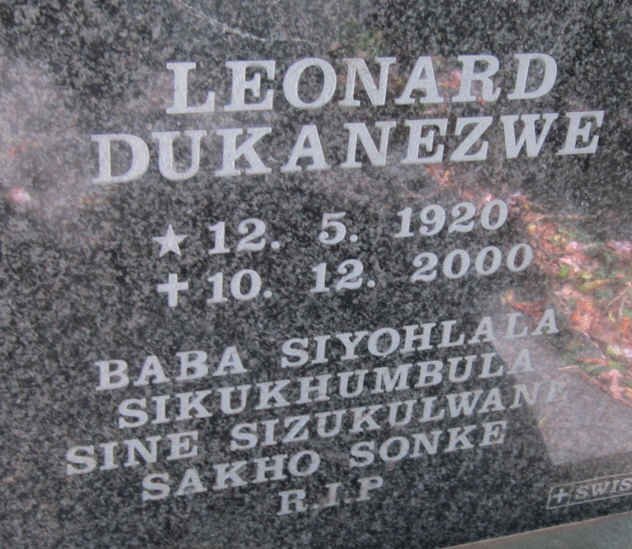 KUNENE Leonard Dukanezwe 1920-2000