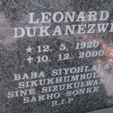 KUNENE Leonard Dukanezwe 1920-2000