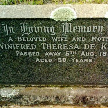 KLERK Winifred Theresa, de -1965