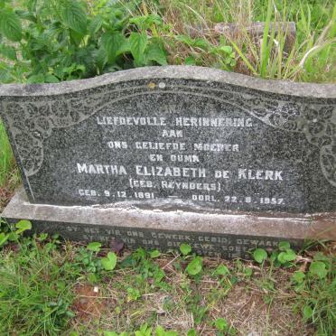 KLERK Martha Elizabeth, de nee REYNDERS 1891-1957