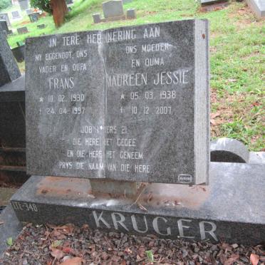 KRUGER Frans 1930-1997 &amp; Maureen Jessie 1938-2007