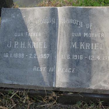 KRIEL J.P.H. 1898-1957 &amp; M. 1916-1981