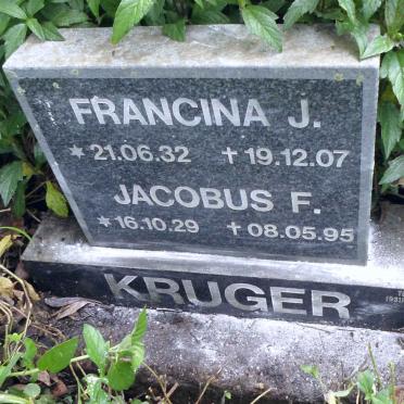 KRUGER Jacobus F. 1929-1995 &amp; Francina J. 1932-2007