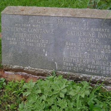 KRUGER Hubert John Cuthbert 1886-1948 &amp; Catherine Innes 1885-1939 :: ATHERSTONE Catherine Constance 1913-1952