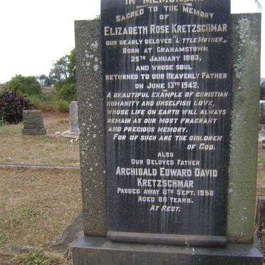 KRETZSCHMER Archibald Edward David -1958 &amp; Elizabeth Rose 1883-1942