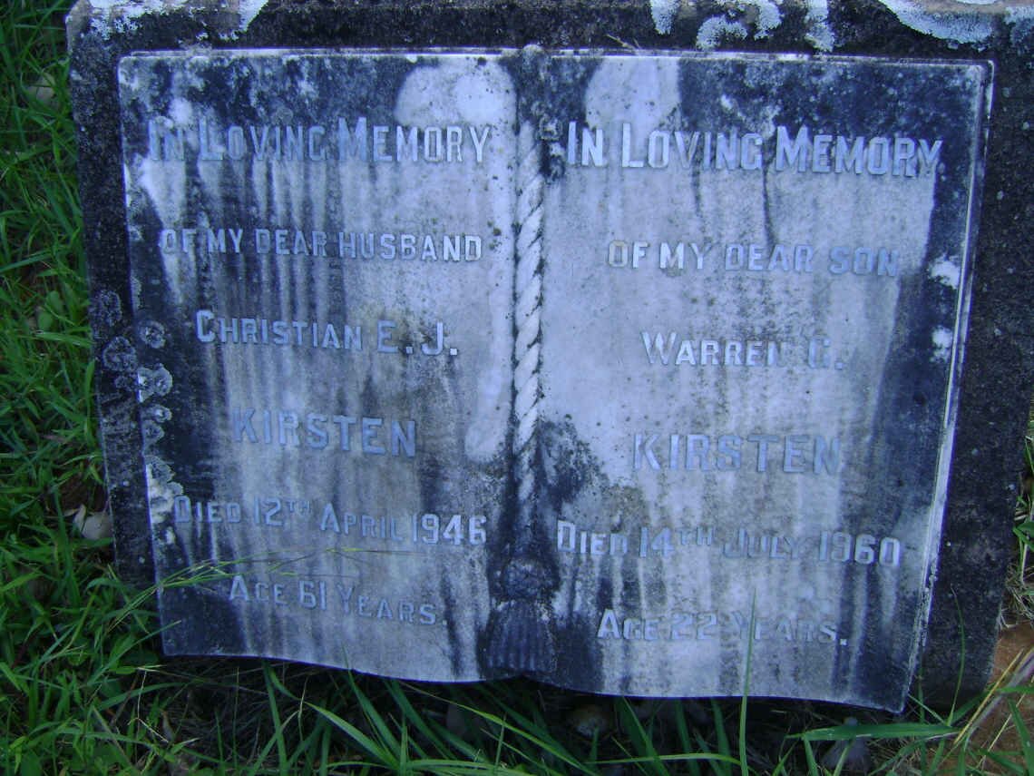 KIRSTEN Christian E.J. -1946 :: KIRSTEN Warren G. -1960