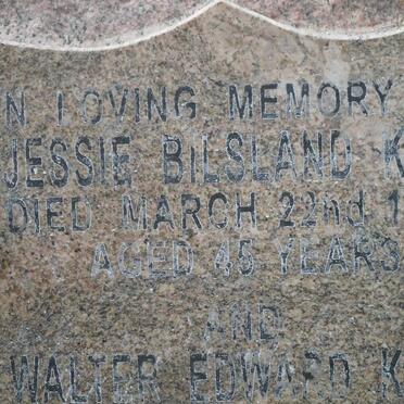 KING Jessie Bilsland -1927 :: KING Walter Edward -1974