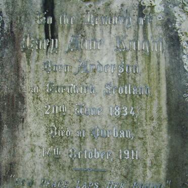 KNIGHT Mary Anne nee ANDERSON -1834-1911