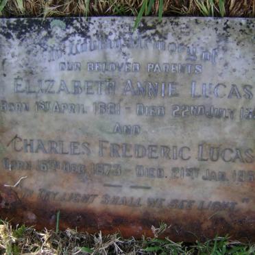 LUCAS Charles Frederic 1873-1963 &amp; Elizabeth Annie 1881-1953