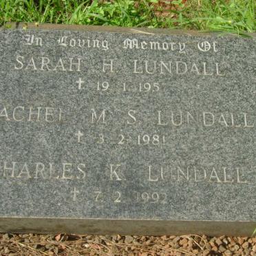LUNDALL Sarah H. -1957 :: LUNDALL Rachel M.S. -1981 :: LUNDALL Charles K. -1992 