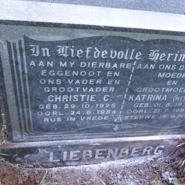 LIEBENBERG Christie C. 1925-1984 &amp; Katrina 1931-1994