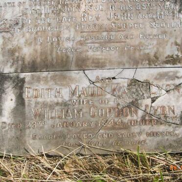 LYON William Gordon -1936 &amp; Edith Maud Kate -1944 :: LYON Jessie Julia -1927