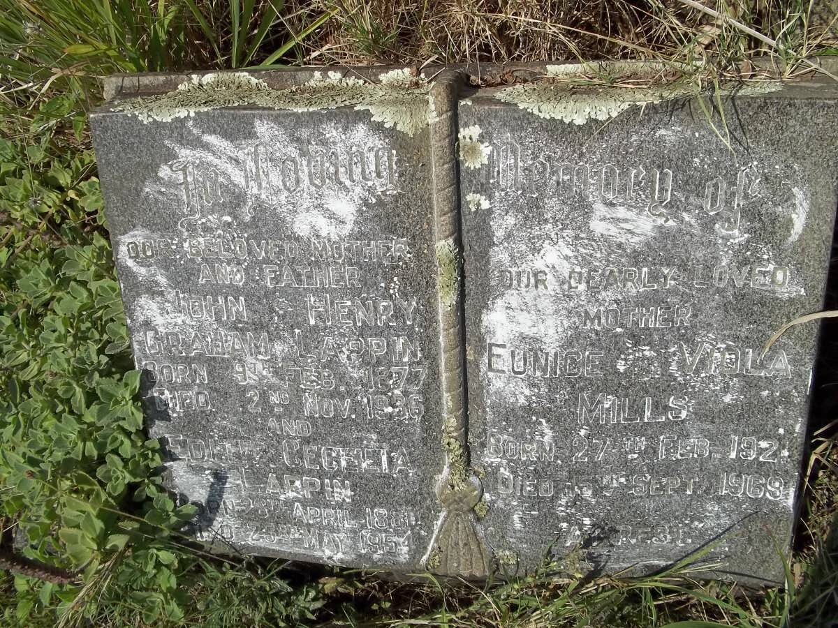 LAPPIN John Henry Graham 1877-1936 &amp; Edith Cecelia 1880-1954 :: MILLS Eunice Viola 1921-1969