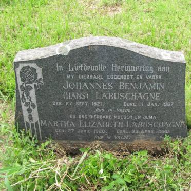 LABUSCHAGNE Johannes Benjamin 1921-1967 &amp; Martha Elizabeth 1920-1980