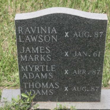 LAWSON Ravinia 1987 :: MARKS James -1961 :: ADAMS Thomas 1987 :: ADAMS Myrtle -1987