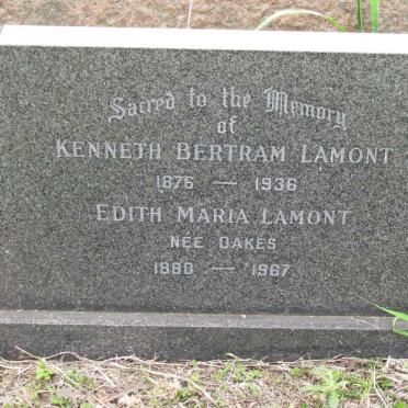 LAMONT Kenneth Bertram 1876-1936 &amp; Edith Maria OAKES 1880-1967