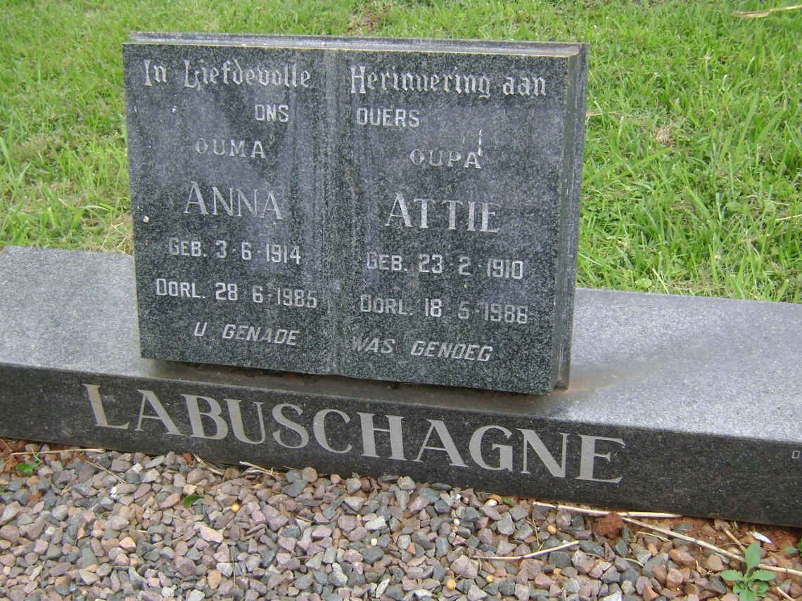 LABUSCHAGNE Attie 1910-1986 &amp; Anna 1914-1985