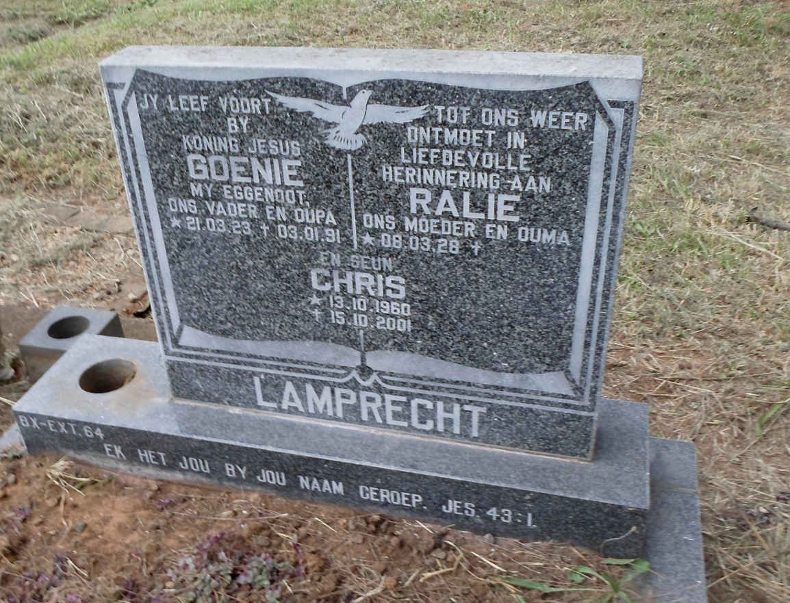 LAMPRECHT Goenie 1923-1991 &amp; Ralie 1928- :: LAMPRECHT Chris 1960-2001