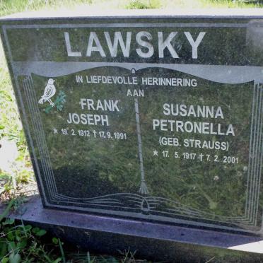 LAWSKY Frank Joseph 1912-1991 &amp; Susanna Petronella STRAUSS 1917-2001