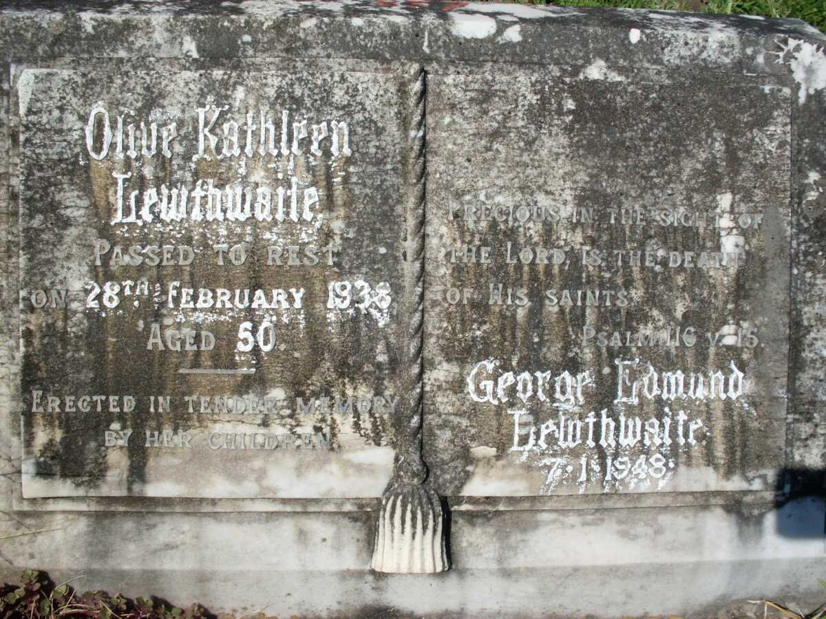 LEWTHWAITE George Edmund -1948 &amp; Olive Kathleen -1938