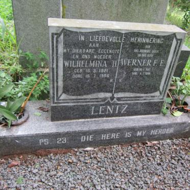 LENTZ Werner F.E. 1927-1998 &amp; Wilhelmina H. 1921-1986