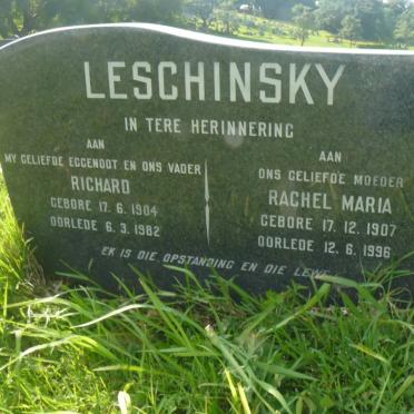 LESCHINSKY Richard 1904-1982 &amp; Rachel Maria 1907-1996