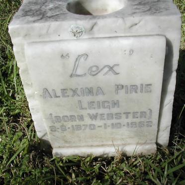 LEIGH Alexina Pirie nee WEBSTER 1870-1962