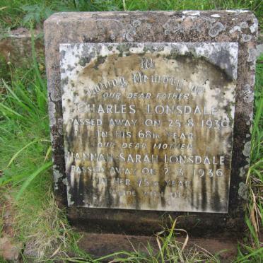 LONSDALE Charles -1930 &amp; Hannah Sarah -1936