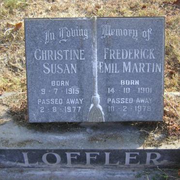 LÖFFLER Frederick Emil Martin 1901-1978 &amp; Christine Susan 1915-1977