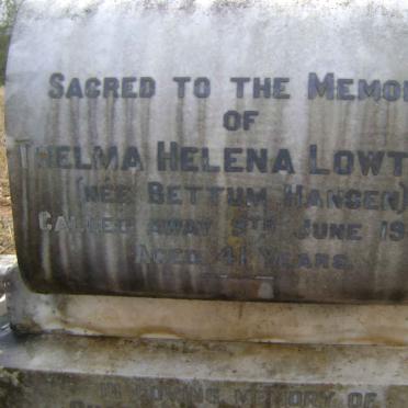 LOWTHER Thelma Helena nee BETTUM HANSEN -1946 :: MITCHELL Charles Boyd -1972