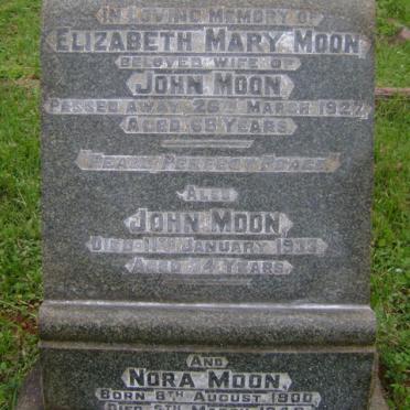 MOON John -1933 &amp; Elizabeth Mary -1927 :: MOON Nora 1900-1945