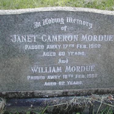 MORDUE William -1960 &amp; Janet Cameron -1960