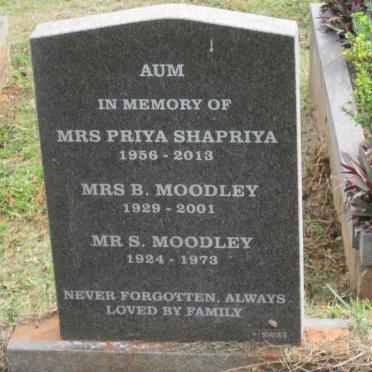 MOODLEY S. 1924-1973 :: MOODLEY S. 1929-2001 :: SHAPRIYA Priya 1956-2013